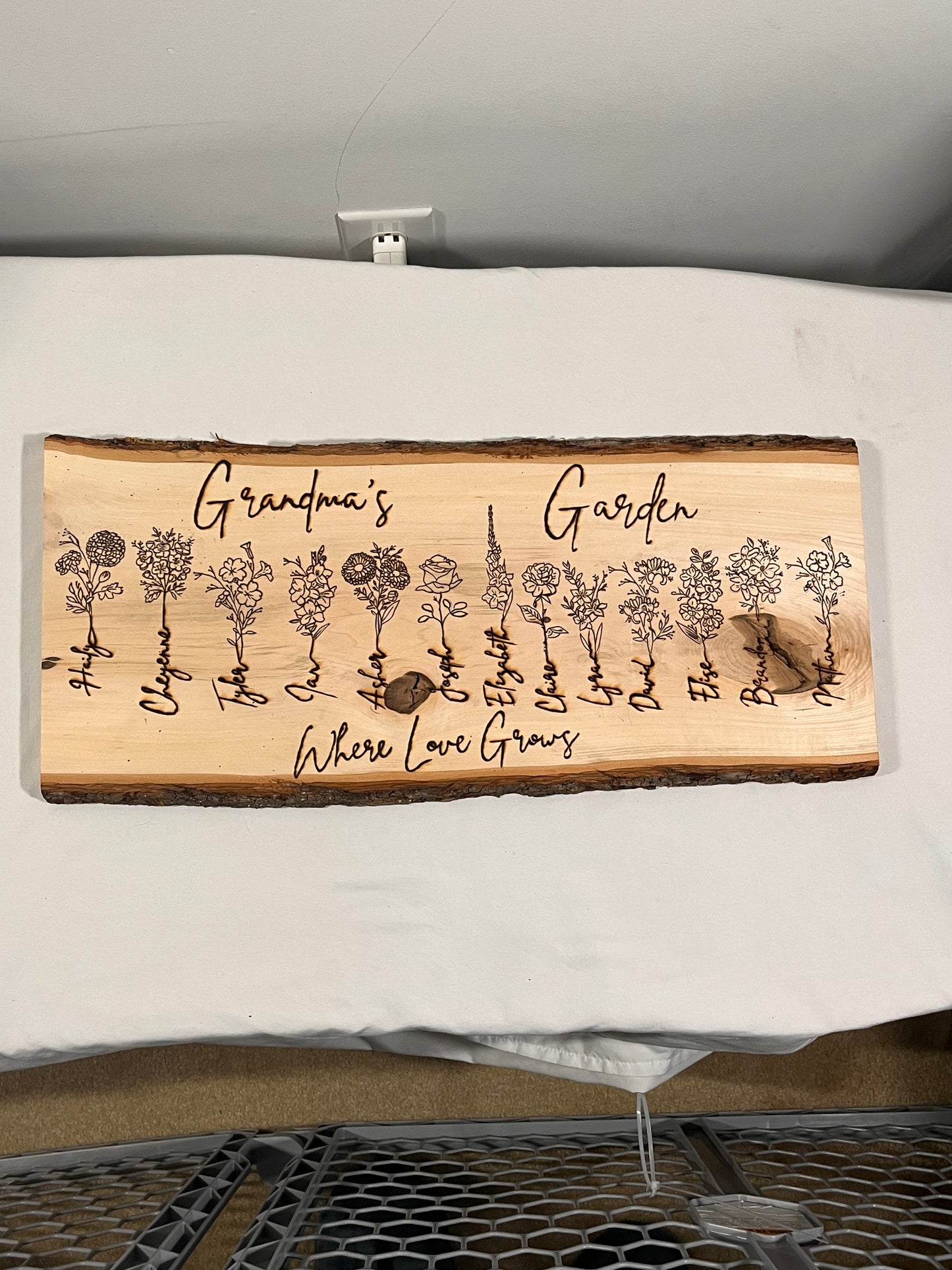 Custom Hand-Burned Wood Birth Flower