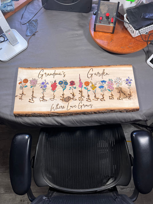 Custom Hand-Burned Wood Birth Flower